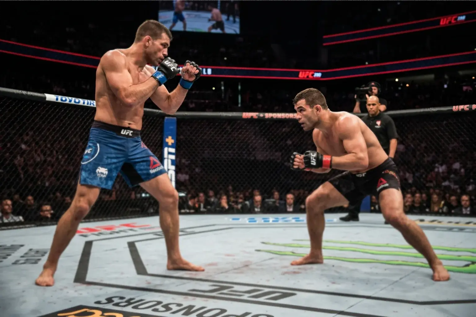 UFC-Kämpfer mit verschiedenen Kampfstilen im Oktagon